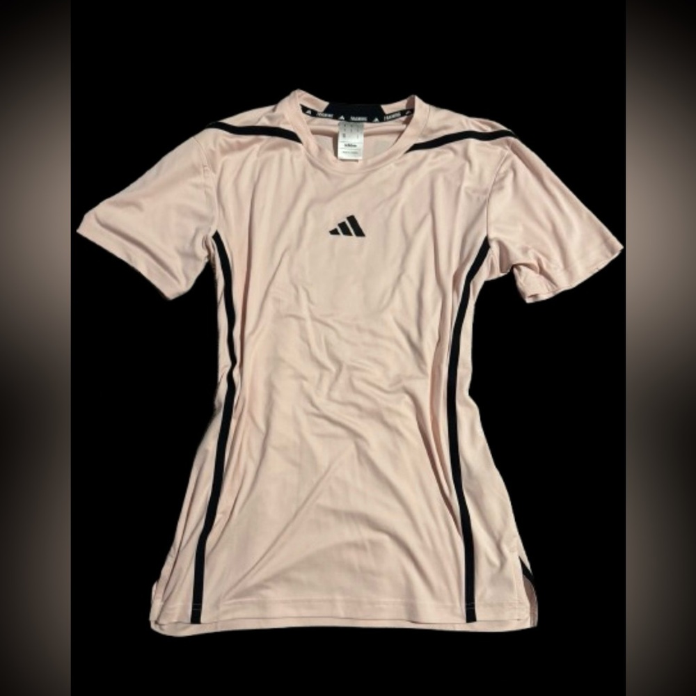 Adidas Train Essentials Workout Tee Women’s Small Pink Black New No Tags